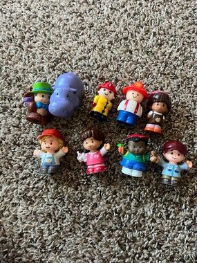 Fisher-Price Little People Figures - Purple Hippo & Multi-Color Characters